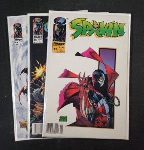 Spawn 3PC #21, 35, 43 - Newsstand / McFarlane & Capullo (9.0/9.2) 1994-96