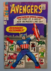 Avengers #16, VG- New Line Up Begins Marvel Comics, May 1965 JR1