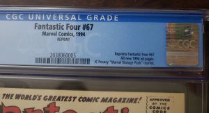 Fantastic Four 67 CGC 8.5 HTF low print run 1994 JC Penney reprint