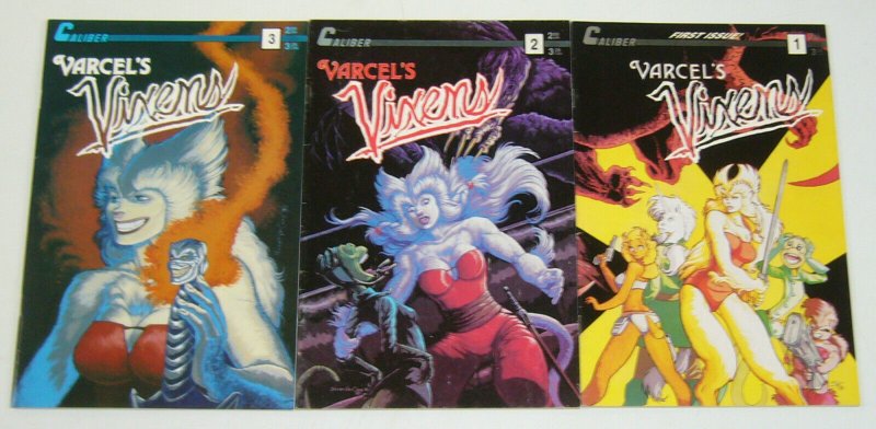 Varcel's Vixens #1-3 VF/NM complete series - caliber comics furry bad girls set