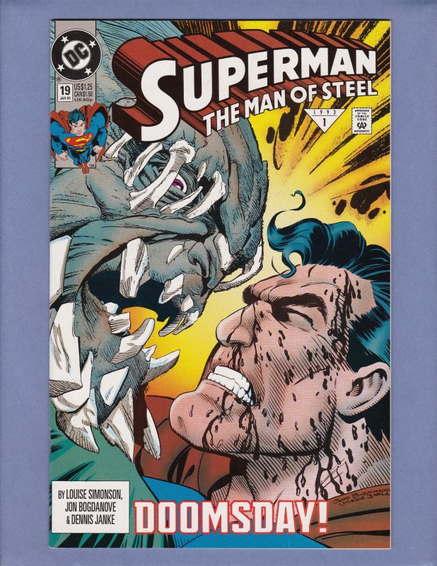 Superman The Man of Steel #19 NM-/NM Doomsday Front/Back Cover Scans DC 1993