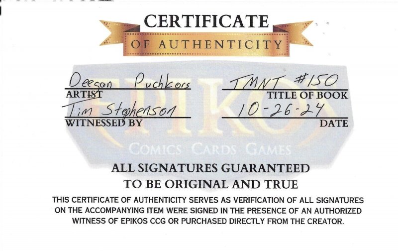 TMNT #150 2024 Signed Deegan Puchkors SCC Store Exclusive Cover IDW EB203