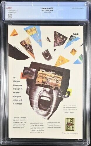 Batman #423 1988 DC Comics CGC 9.6 2nd Printing White Pages 002