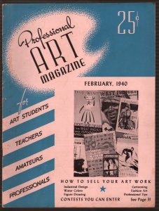 Professional Art Magazine 2/1940-Cartoonis-fashion-Jantzen girl-Thorndike-FN