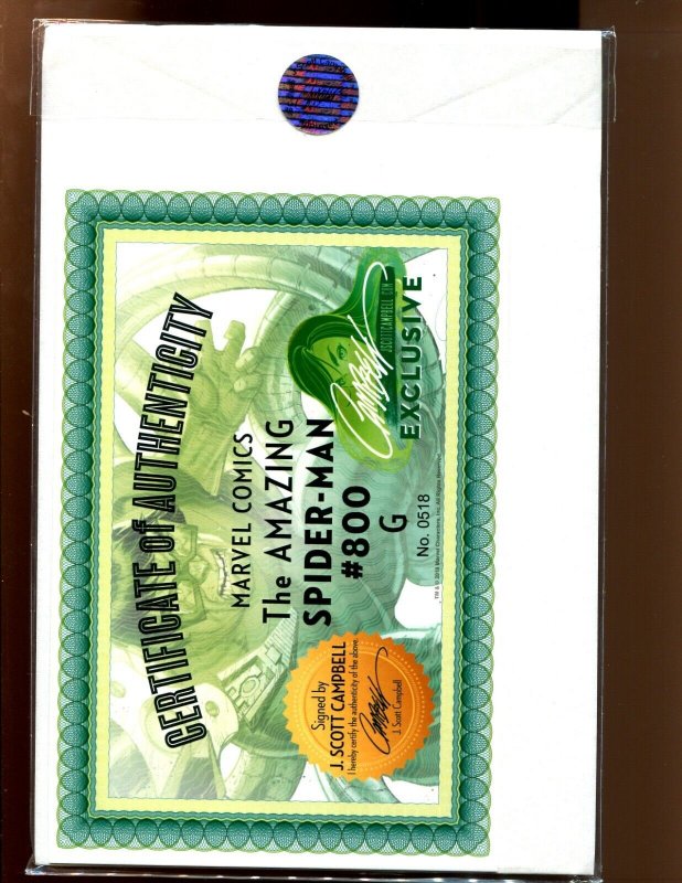 AMAZING SPIDER-MAN #800 - JSC EXCLUSIVE WITH COA - VARIANT G (9.2) 2018