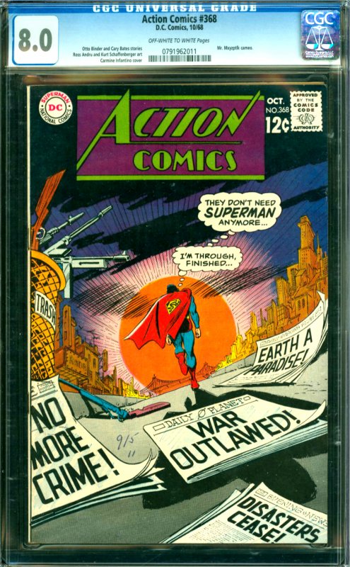 Action Comics # 368 CGC Graded 8.0 Mr. Mxyzptlk Cameo 