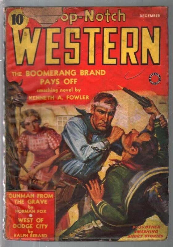 Top-Notch Western 12/1939-J W Scott GGA cover-western pulp thrills-G+