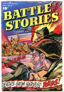 Battle Stories #6 1952- Fawcett War comic- Deaths Grim Harvest Reds!!!