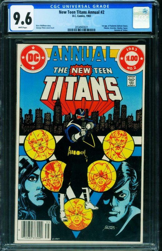 NEW TEEN TITANS ANNUAL #2 CGC 9.6 1983-1st VIGILANTE- Newsstand 2054943021