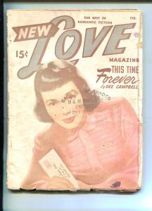 PULP:  NEW LOVE-FEB 1950-ROMANTIC PULP FICTION- PIN-UP GIRL COVER-fr/good
