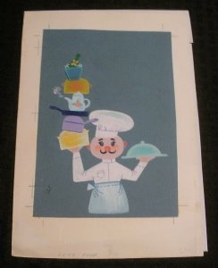 GET WELL SOON Painted Chef w/ Pots Pans 7x10 Greeting Card Art #8008