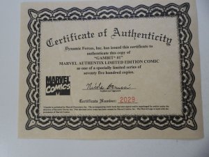 Marvel Authentix: Gambit (1999) VF+ Condition W/COA
