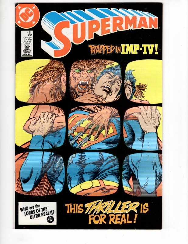 Superman #421 'TAPPED IN IMP-TV! Copper Age DC Classic !!!