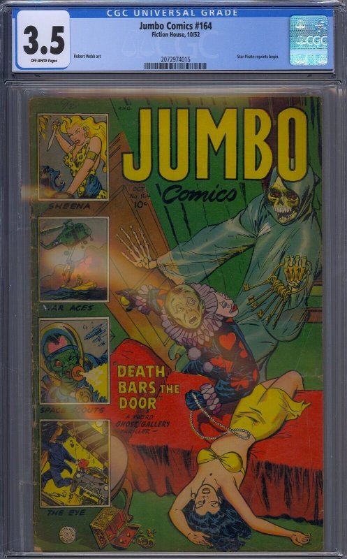 JUMBO COMICS #164 CGC 3.5 STAR PIRATE REPRINTS BEGIN ROBERT WEBB