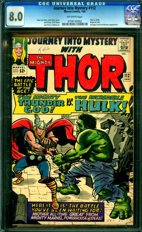 Journey Into Mystery #112 CGC Graded 8.0 Classic Thor vs. Hulk. Loki Origin