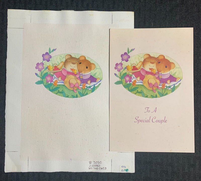 SPECIAL COUPLE Cute Mouse Picnic 7.5x9.5 Greeting Card Art #01043 w/ 1 Card