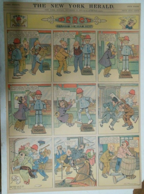 Percy The Robot Sunday Page by HC Greening from 11/17/1912 Full Page Size Rare !