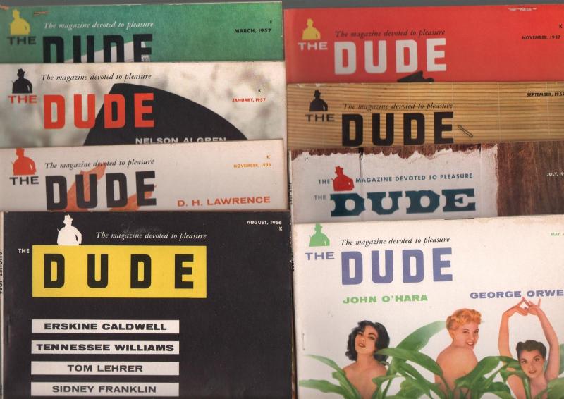 Dude-Vintage Men's Magazine-High Grade Lot of 16 1950's-exploitation-FN/VF