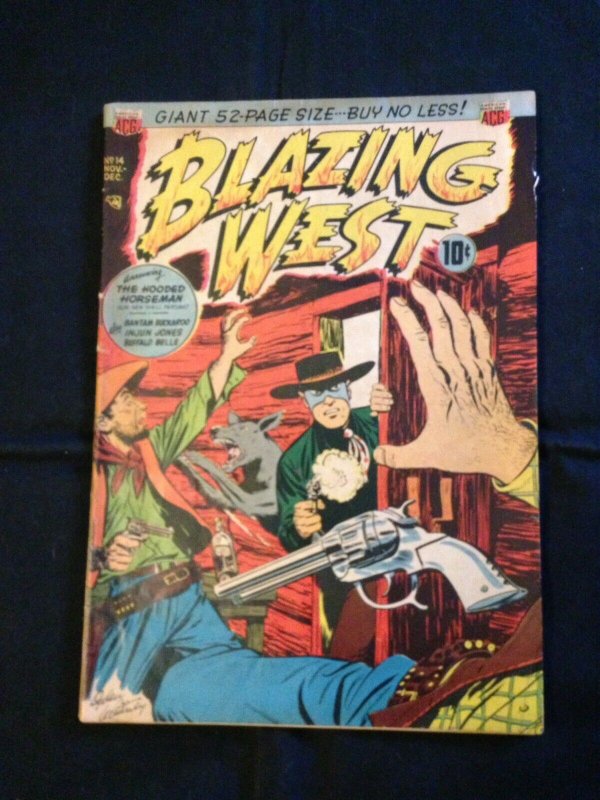 Blazing West, #14, Nov. 1950, 1st App. Of The Hooded Horseman, AGC