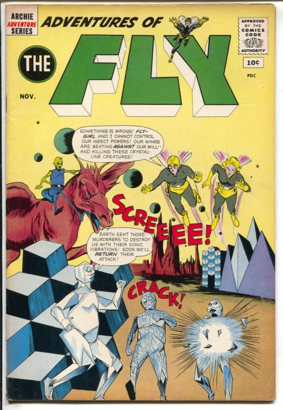 Adventures of The Fly #16 1961-Archie-Atomic explosion-Jaguar-10¢ cover price-VF