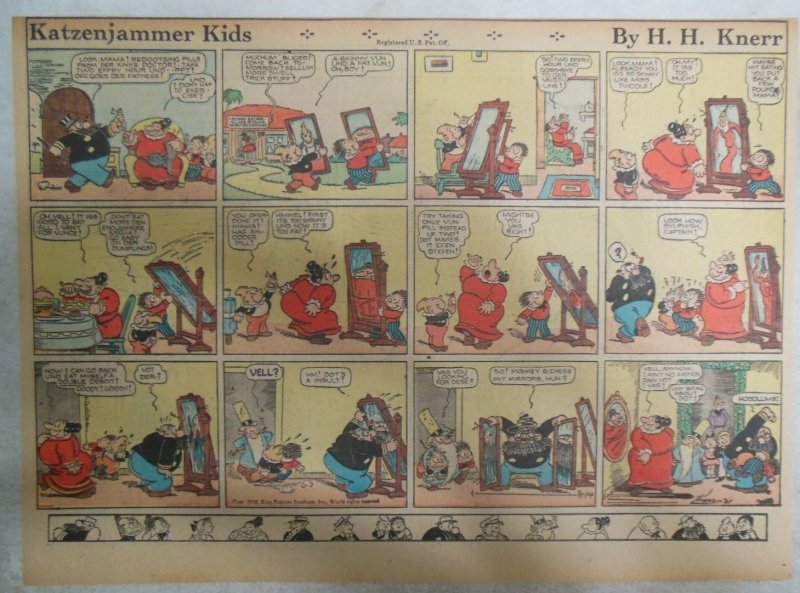 The Katzenjammer Kids Sunday by Knerr from 8/14/1938 Size: 11 x 15 inch