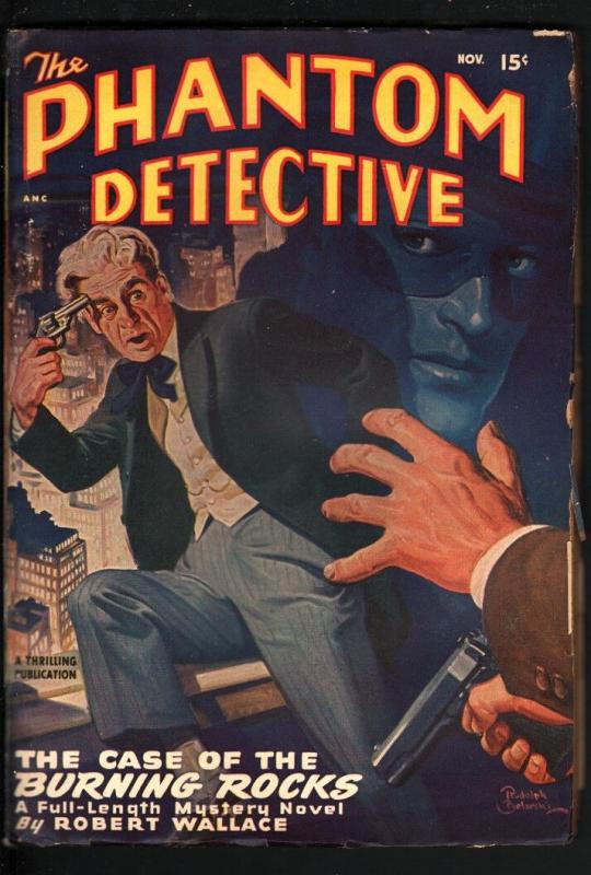 PHANTOM DETECTIVE-NOV 1947-SUICIDE COVER--HARDBOILED PULP HERO--ROBERT WA VG/FN