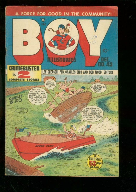 BOY COMICS #43 1948-CHARLES BIRO-CRIMEBUSTER-DAREDEVIL VG/FN