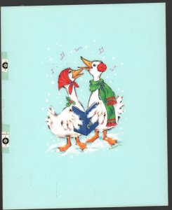 Two Ducks Caroling Christmas Greeting Card Painted Art by Bob Hessler