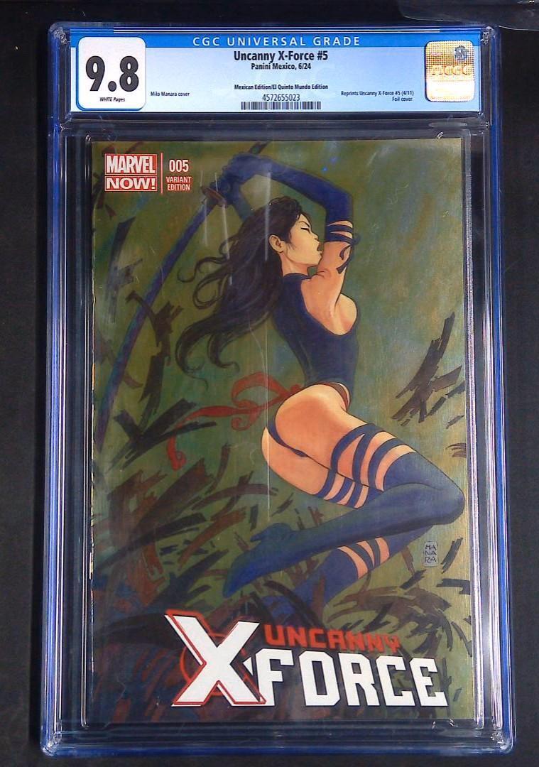Uncanny X-Force #5 CGC 9.8 Milo Manara Va, El Quindo Mundo Mexican Ed , 2013