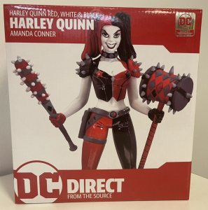 DC Direct Red, White, & Black Harley Quinn Statue Based On Art By Amanda Conner