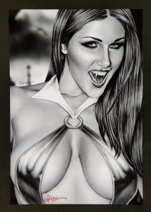 Vampirella 13 x 19 Black & White Art Print signed by Don Monroe