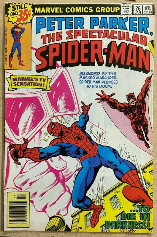 PETER PARKER, THE SPECTACULAR SPIDER-MAN #26 (Marvel,1/1979) F-VF Daredevil  