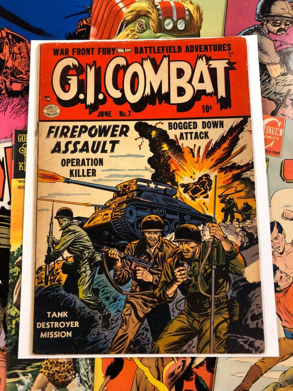 G.I. Combat #7 VG 4.0 quality comics FIREPOWER ASSAULT 1952 ten cents WAR golden