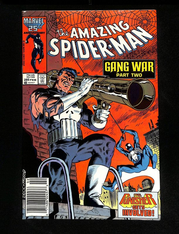 Amazing Spider-Man #285 Newsstand Variant Punisher Gang War Part Two!