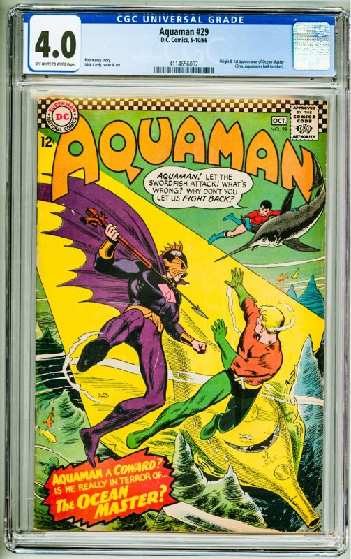 Aquaman #29 (1966) CGC 4.0! OWW Pages! 1st Appearance of the Ocean Master