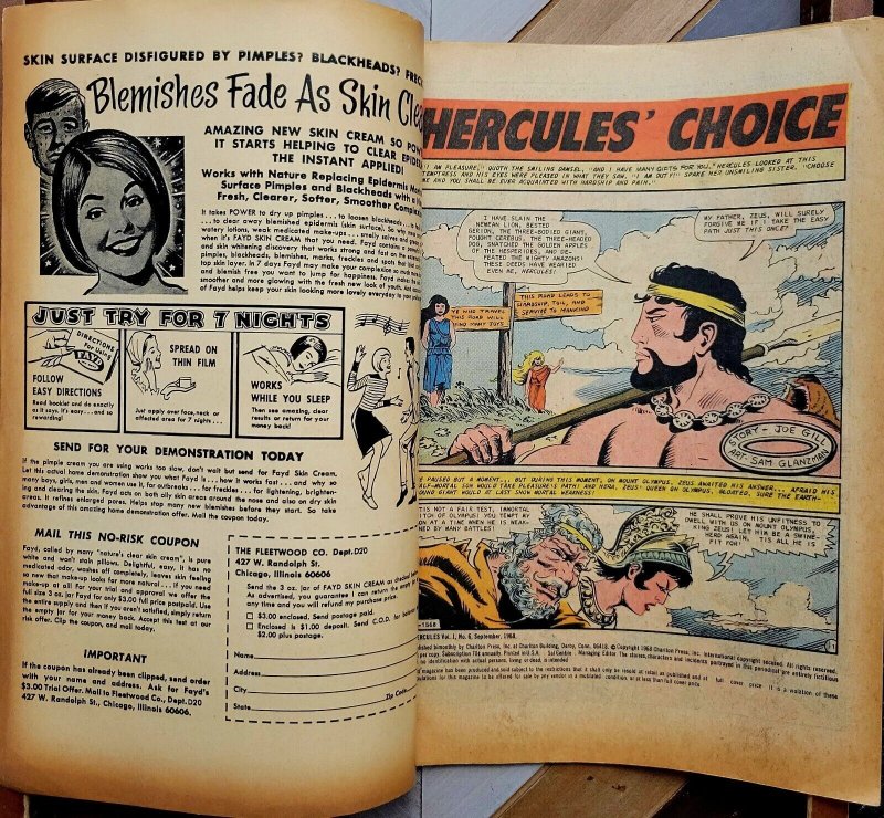 HERCULES #6 (Charlton 1968) GLANZMAN Cover Joe Gill Script HERCULES CHOICE