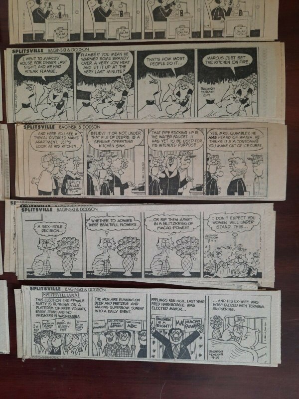 60X Splitsville Baginski & Dodson News Paper Comic Strip 1980 lot 7 x 2.5  