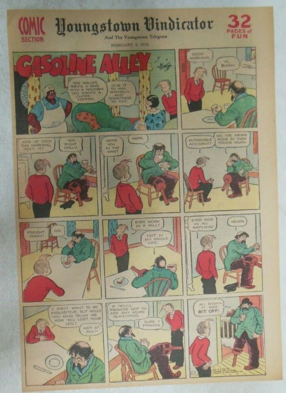 (32) Gasoline Alley Sunday Pages by Frank King from 1937 Size: 11 x 15 inches