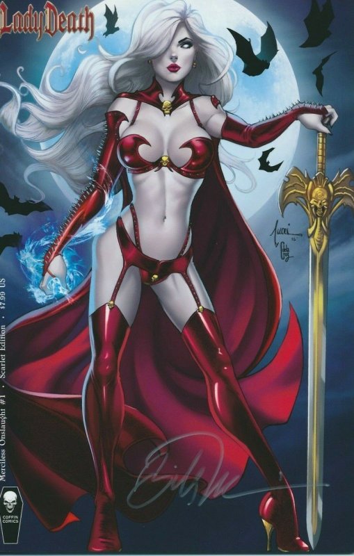 LADY DEATH MERCILESS ONSLAUGHT #1 SIGNED BY BILLY TUCCI COFFIN COMICS 2017 EB200