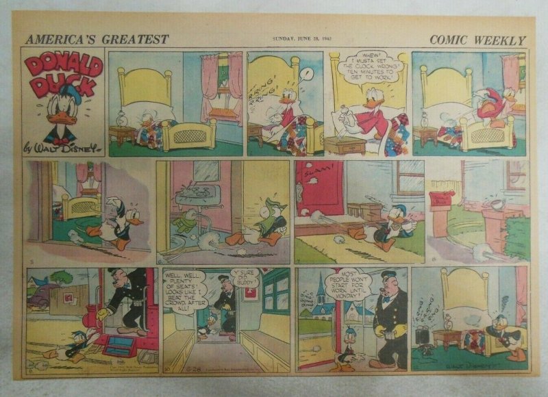 Donald Duck Sunday Page by Walt Disney from 6/28/1942 Half Page Size