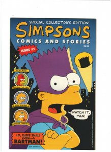 Simpsons Comics and Stories #1 VF/NM 9.0 Bongo Comics 1993 W/Poster