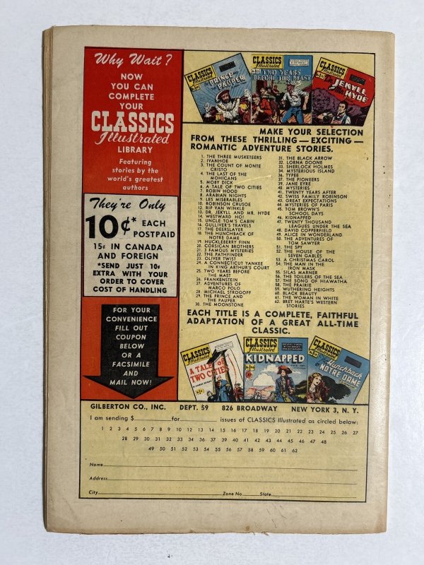 Classics Illustrated #63 Man Without a Country HRN 62 VG+ 4.5 First Edition