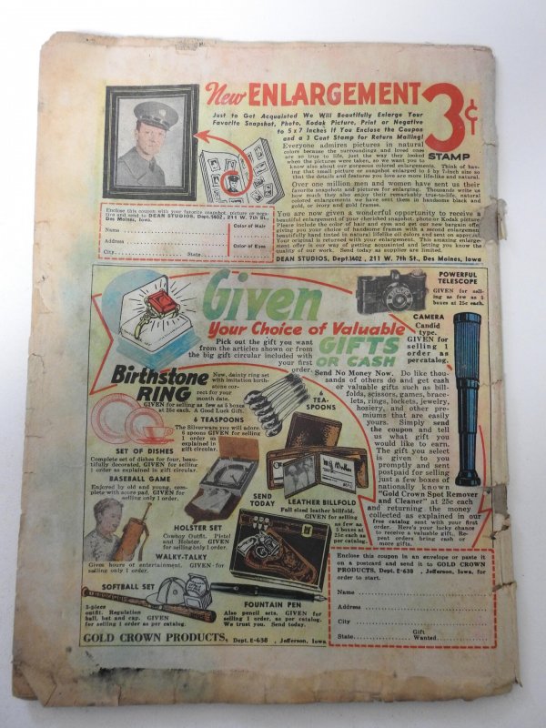 Liberty Comics #10 FR Cover detached, moisture damage, mold, rust on staples