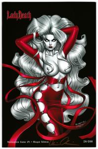 Lady Death Damnation Game #1 Deluxe Risque Edition Signed w/COA #28/200 (NM)
