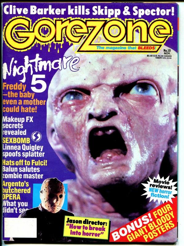 Gorezone  11/1989-Starlog-Clive Barker-Nightmare 5-Freddy-poster attached-VF