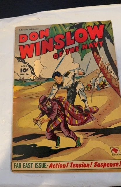 Don Winslow of the Navy #56 (1948) far east issue 2 inch spine split/foxxing