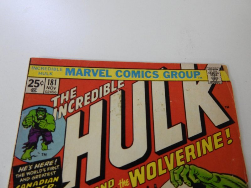 Incredible Hulk #181 1st full appearance of Wolverine VG- condition MVS intact