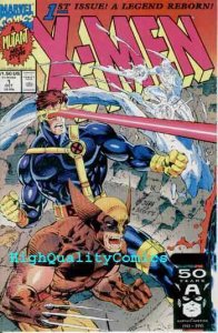 X-MEN 1, Wolverine Cyclops cv, NM+, 1991, unread, Gambit, Jim Lee, more in store