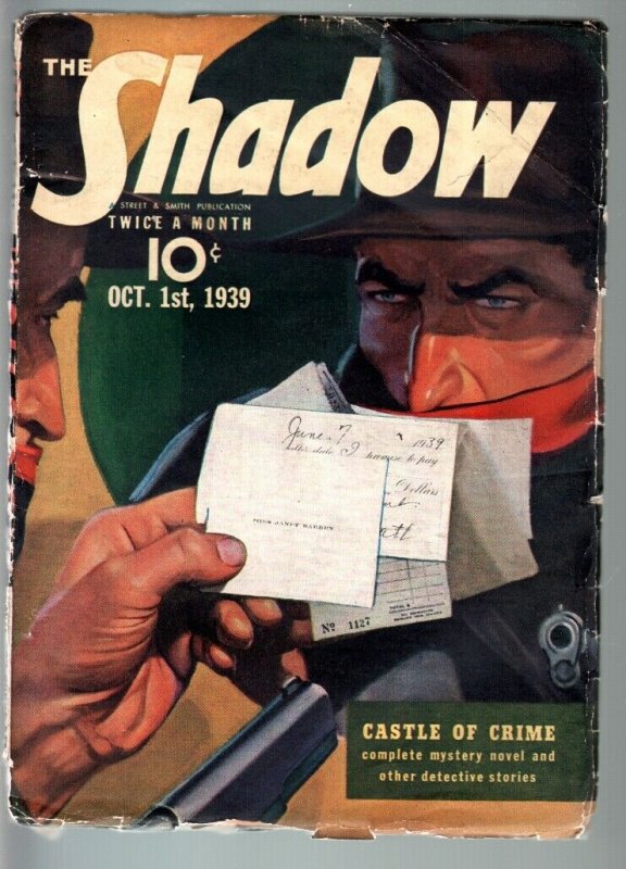 SHADOW OCT 1 1939-MAXWELL GRANT-GRAVES GLADNEY-G/VG-RARE PULP G/VG