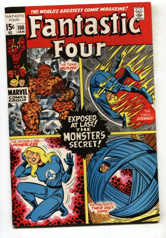 FANTASTIC FOUR #106--1971-- THE TORCH--THING--JOHN ROMITA --comic book